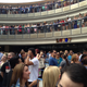 Employees fill the new Zappos courtyard on September 9, 2013, the day that the company moved into its new downtown Las Vegas headquarters. The move kicked off one of the most disruptive periods in the company’s 15-year history.